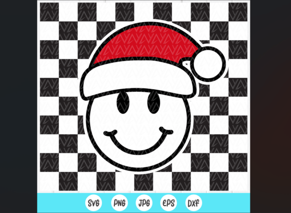 Checkered Santa Smiley Face SVG