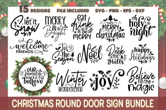 Christmas Round Door Svg Bundle