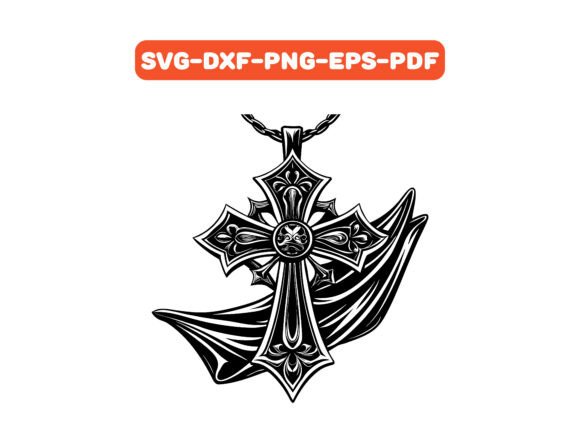 Cross Pendant SVG Vector Illustration