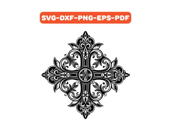 Cross with Victorian SVG Vector
