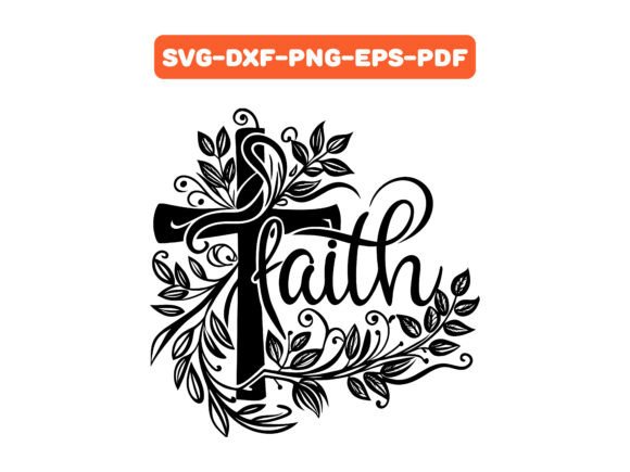 Floral Faith Cross SVG Vector
