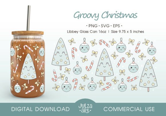 Merry Christmas Glass Can Wrap PNG SVG