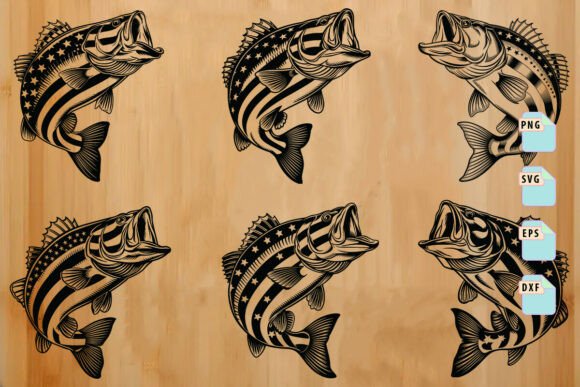 Patriotic Fish SVG Bundle American Flag