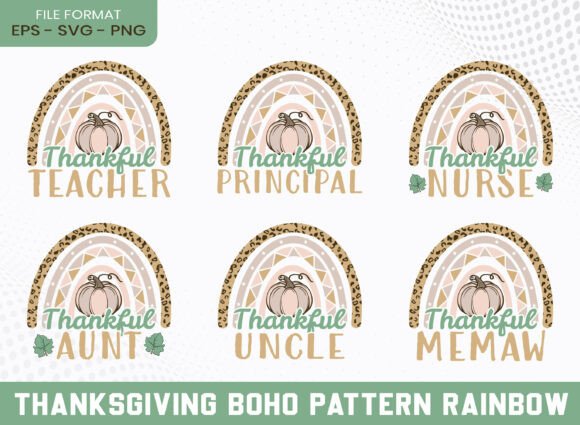 Thankful Family Thanksgiving Boho SVG