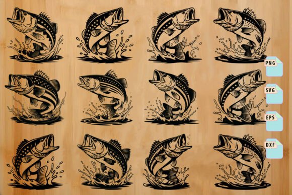 US Bass Fishing SVG Bundle Design Fish