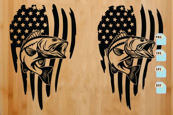 USA Fish Flag SVG, Fishing Flag Bundle